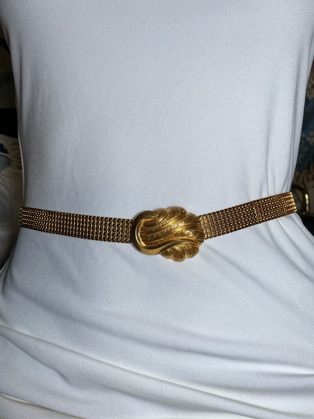 Vintage Mesh Waist Belt with Decorative Clasp